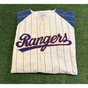 Vintage Texas Rangers jersey mens 2XL white blue Mirage nolan ryan pinstripe F